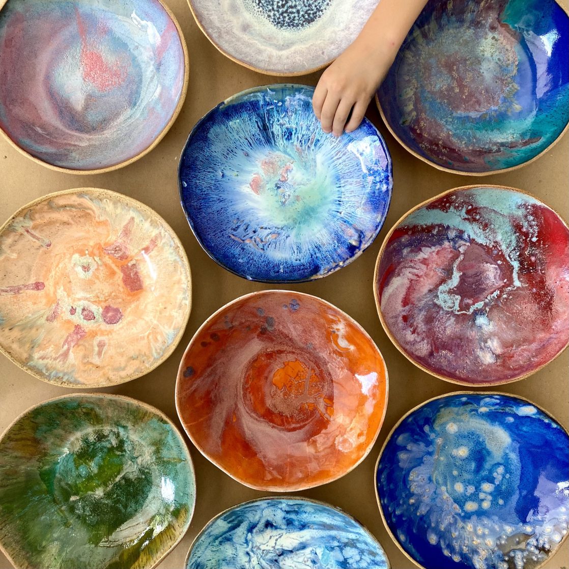 Organic textured serving bowls